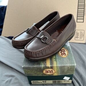 SAS Tripad Jewel Ring Shoes Loafers Womens 6 Cinnamon Brown Leather Slip On